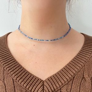 ✨Deep blue glass bead necklace✨